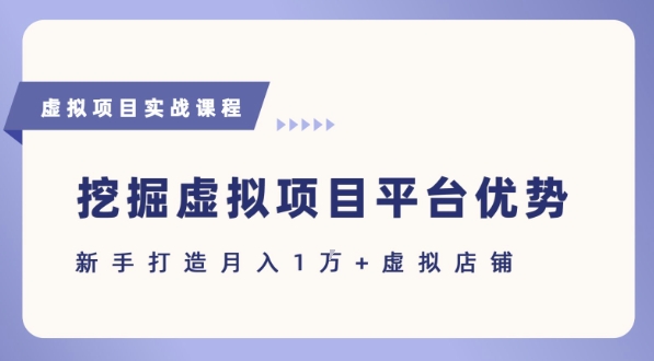 抓住虚拟项目各平台优势，新手轻松月入1W+(给出具体建议)-宅客基地