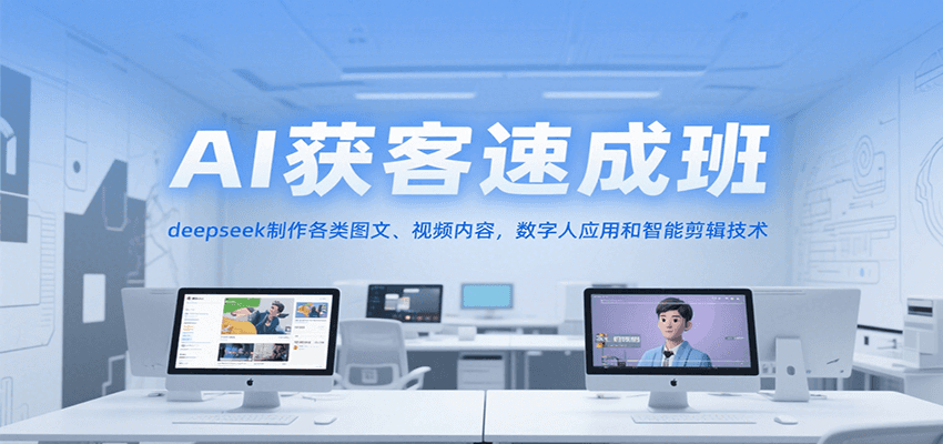 AI获客速成班，deepseek制作各类图文、视频内容，数字人应用和智能剪辑技术-宅客基地
