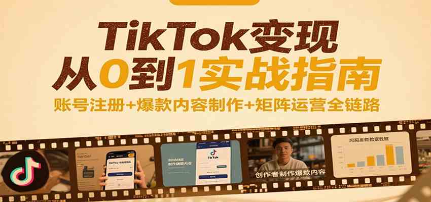 TikTok变现从0到1实战指南：账号注册+爆款内容制作+矩阵运营全链路-宅客基地