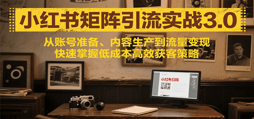 小红书矩阵引流3.0，从账号准备、内容生产到流量变现，快速掌握低成本高效获客策略-宅客基地