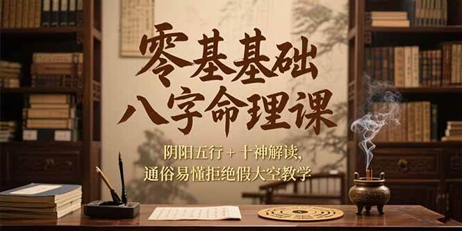 （15283期）零基础八字命理课，阴阳五行+十神解读，通俗易懂拒绝假大空教学-宅客基地