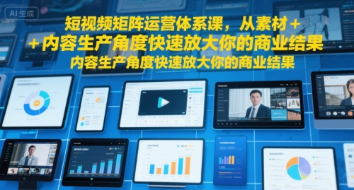 短视频矩阵运营体系课，从素材+内容生产角度快速放大你的商业结果-宅客基地