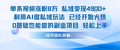 单条视频私域变现4.9k+利用AI做私域玩法 已经开始火热0基础也能做的副业项目轻松上手-宅客基地