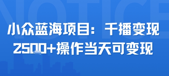 小众蓝海项目，千播变现2.5k+操作当天可变现-宅客基地