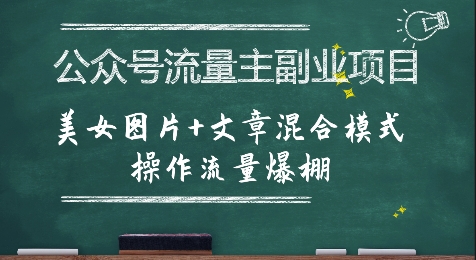 公众号流量主副业项目，美女图片+文章混合模式操作流量爆棚-宅客基地