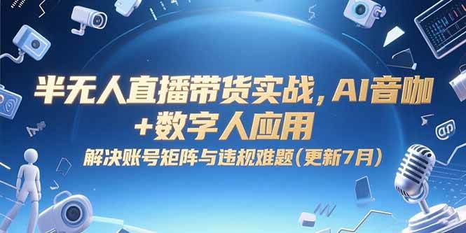（15280期）半无人直播带货实战，AI音咖+数字人应用 解决账号矩阵与违规难题(更新7月)-宅客基地
