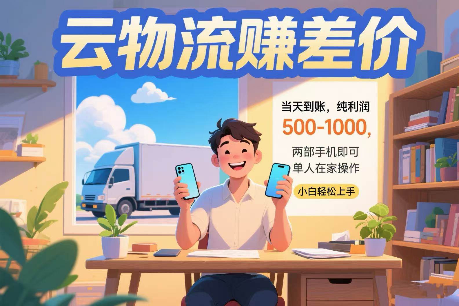 （15492期）云物流赚差价 当天到账纯利润500-1000 两部手机即可 可单人在家操作 小…-宅客基地