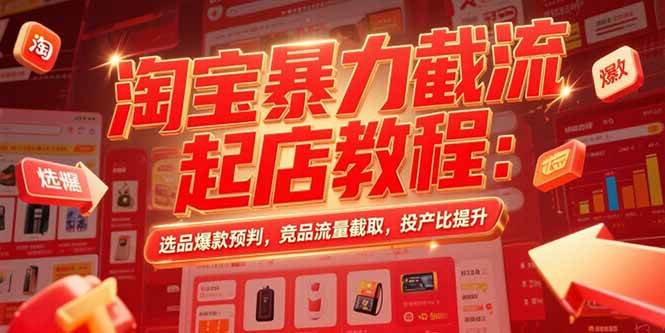 （15468期）淘宝暴力截流起店教程：选品爆款预判，竞品流量截取，投产比提升-宅客基地