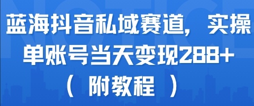 蓝海抖音私域赛道，实操单账号当天变现288+(附教程)-宅客基地