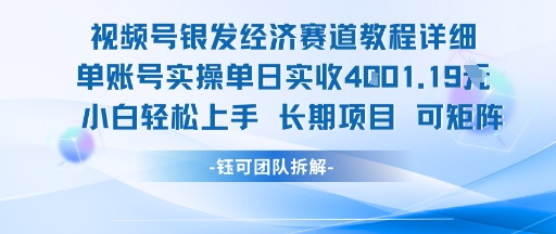 视频号银发经济赛道单账号实操单日实收1k+，小白轻松上手长期项目-宅客基地