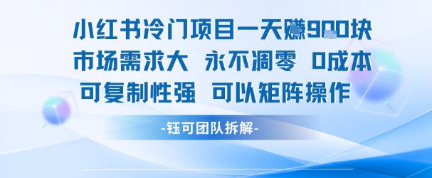 小红书冷门项目一天收益9张，市场需求大，0成本，可复制性强可以矩阵操作-宅客基地