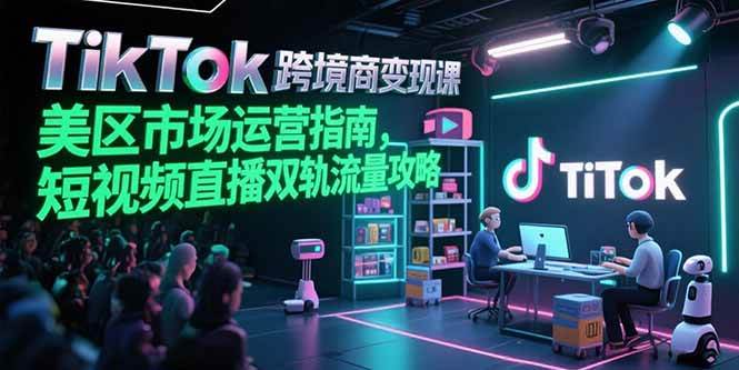 （15344期）TikTok跨境电商变现课，美区市场运营指南，短视频直播双轨流量攻略-宅客基地