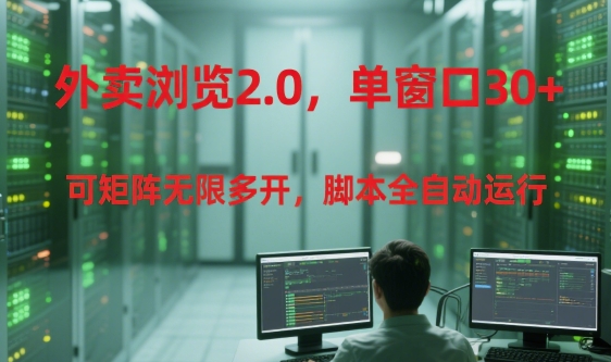外卖浏览2.0，单窗口30+可矩阵无限多开，脚本全自动运行【揭秘】-宅客基地