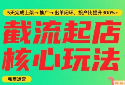 淘宝截流快速起店玩法，掌握暴力快速起店的流程，5天完成上架-推广-出单闭环-宅客基地