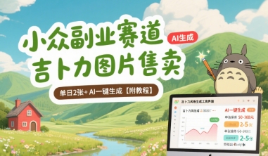 小众副业赛道 吉卜力图片售卖 单日2张+ AI一键生成【附教程】-宅客基地