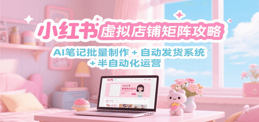 小红书虚拟店铺矩阵攻略：AI笔记批量制作 + 自动发货系统 + 半自动化运营-宅客基地