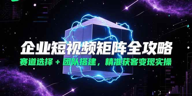 （15242期）企业短视频矩阵全攻略，赛道选择+团队搭建，精准获客变现实操-宅客基地