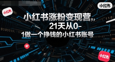 小红书涨粉变现营，21天从0-1做一个挣钱的小红书账号-宅客基地