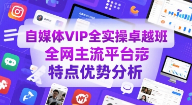 自媒体VIP全实操卓越班，全网主流平台特点优势分析-宅客基地
