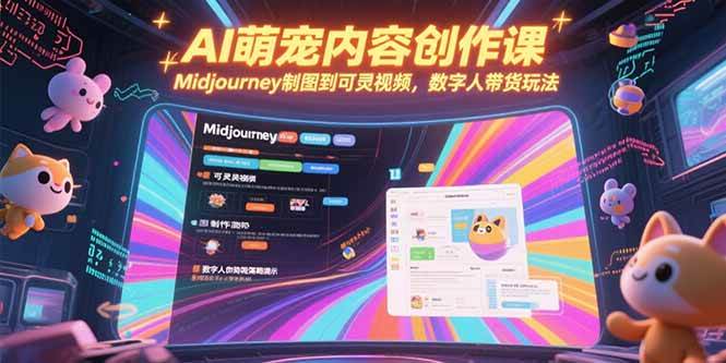 （15311期）AI萌宠内容创作课，Midjourney制图到可灵视频，数字人带货玩法-宅客基地