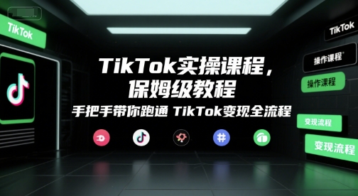 TikTok实操课程，保姆级教程，手把手带你跑通TikTok变现全流程-宅客基地
