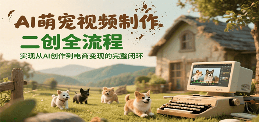 AI萌宠视频制作二创全流程，实现从AI创作到电商变现的完整闭环-宅客基地