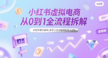 小红书虚拟电商从0到1全流程拆解，手把手教你复制，新手小白也能轻松月入过W-宅客基地