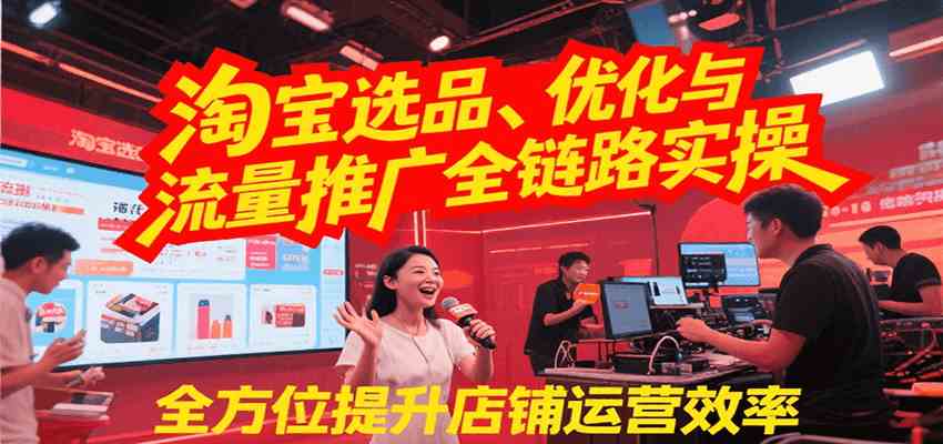 淘宝选品、优化与流量推广全链路实操，全面提升店铺运营效率-宅客基地