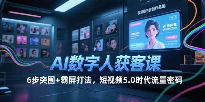 （15247期）AI数字人获客课，6步突围+霸屏打法，短视频5.0时代流量密码-宅客基地
