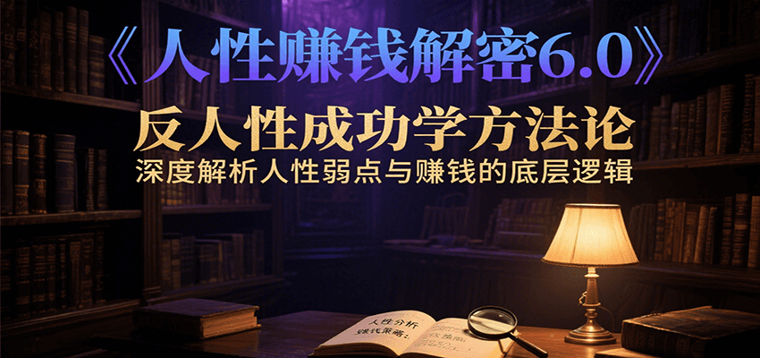 人性赚钱解密6.0，反人性成功学方法论，深度解析人性弱点与赚钱的底层逻辑-宅客基地