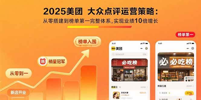 （15602期）2025美团 大众点评运营策略:从零搭建到榜单第一完整体系,实现业绩10倍增长-宅客基地