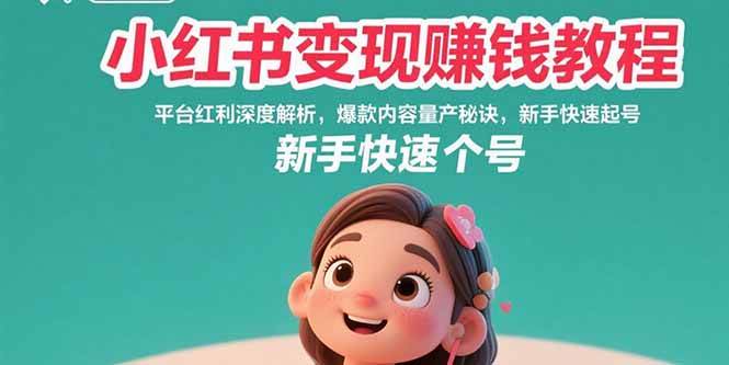 （15559期）小红书变现赚钱教程：平台红利深度解析，爆款内容量产秘诀，新手快速起号-宅客基地