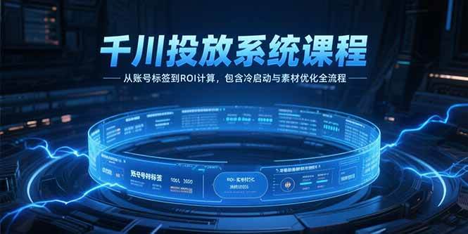 （15263期）千川投放系统课程，从账号标签到ROI计算，包含冷启动与素材优化全流程-宅客基地