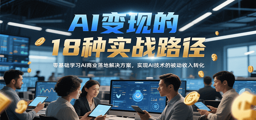 AI变现的18种实战路径，零基础学习AI商业落地解决方案，实现AI技术的被动收入转化-宅客基地