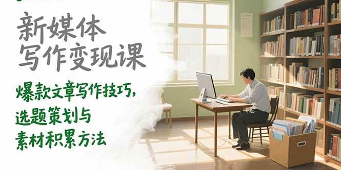 （15345期）新媒体写作变现课，爆款文章写作技巧，选题策划与素材积累方法-宅客基地