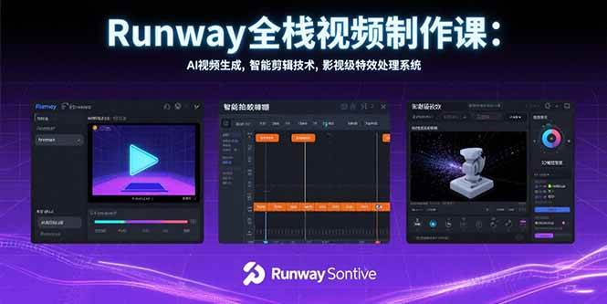 （15515期）Runway全栈视频制作课：AI视频生成，智能剪辑技术，影视级特效处理系统-宅客基地