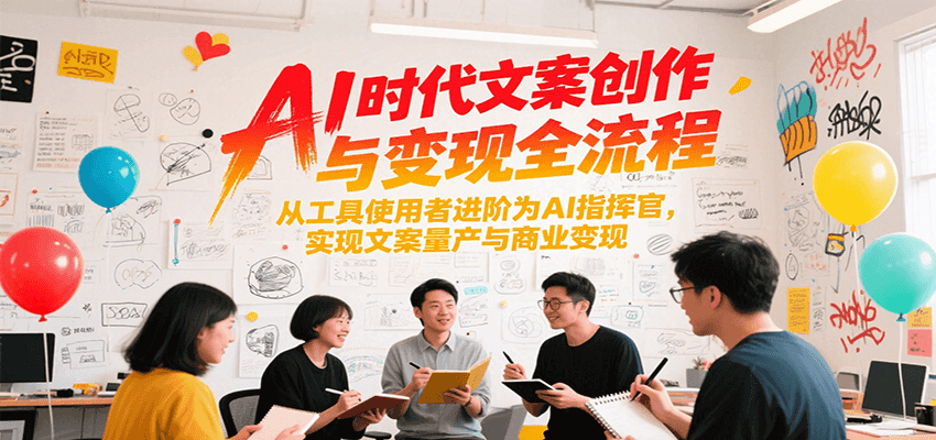 AI时代文案创作与变现全流程，从工具使用者进阶为AI指挥官，实现文案量产与商业变现-宅客基地