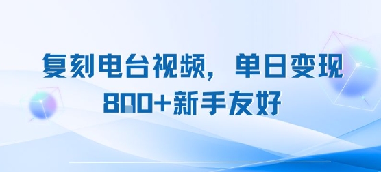 复刻电台视频，单日变现8张+新手友好，长期可做-宅客基地