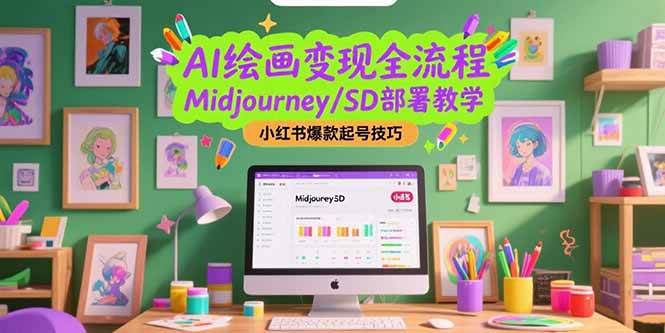 （15324期）AI绘画变现全流程，Midjourney/SD部署教学，小红书爆款起号技巧-宅客基地