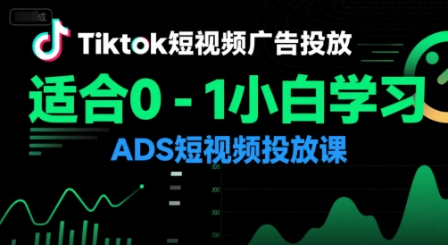 Tiktok短视频广告投放，适合0-1小白学习ADS短视频投放课-宅客基地