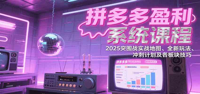 拼多多盈利系统课程：2025突围战实战地图、全新玩法、冲刺计划及各板块技巧-宅客基地