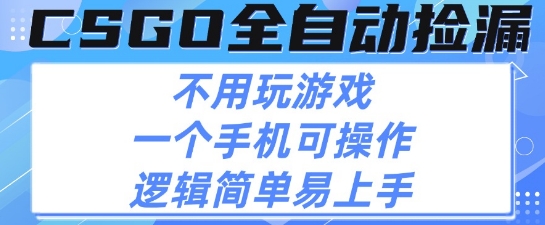 CSGO自动捡漏项目，最新独家玩法，不用挂G不用玩游戏，一个手机即可操作，新手小白轻松月入1W+【揭秘】-宅客基地