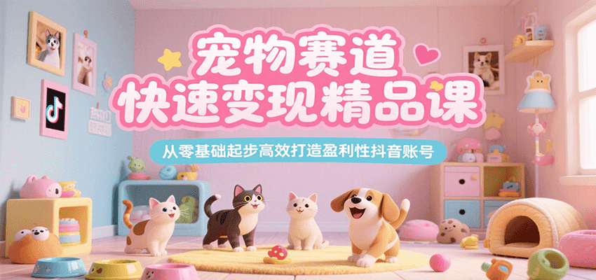 宠物赛道快速变现精品课，从零基础起步高效打造盈利性抖音账号-宅客基地
