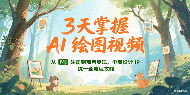 3天掌握AI绘图视频，从MJ 注册到商用变现，电商设计IP统一全流程攻略-宅客基地