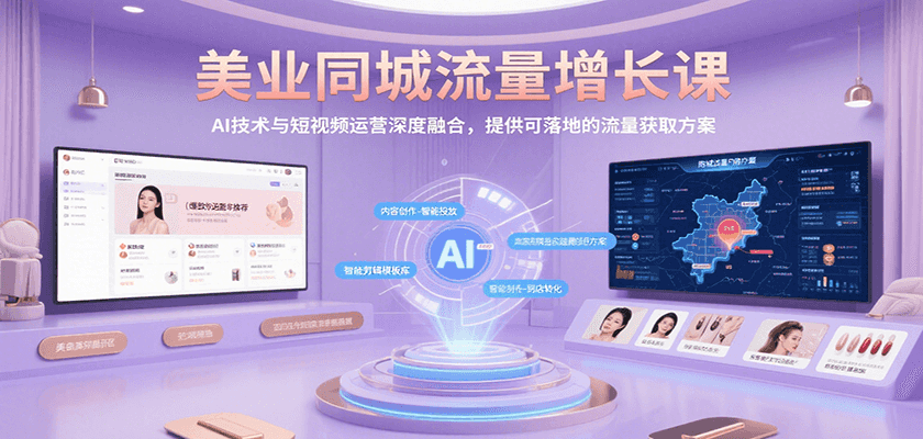 美业同城流量增长课，AI技术与短视频运营深度融合，提供可落地的流量获取方案-宅客基地
