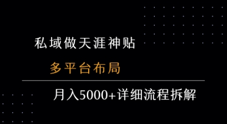 私域做天涯神贴 多平台布局 月入5k+详细流程拆解-宅客基地