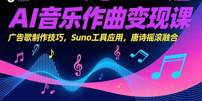 （15370期）AI音乐作曲变现课，广告歌制作技巧，Suno工具应用，唐诗摇滚融合-宅客基地