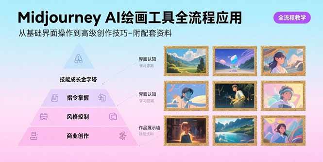（15628期）Midjourney AI绘画工具全流程应用，从基础界面操作到高级创作-附配套资料-宅客基地