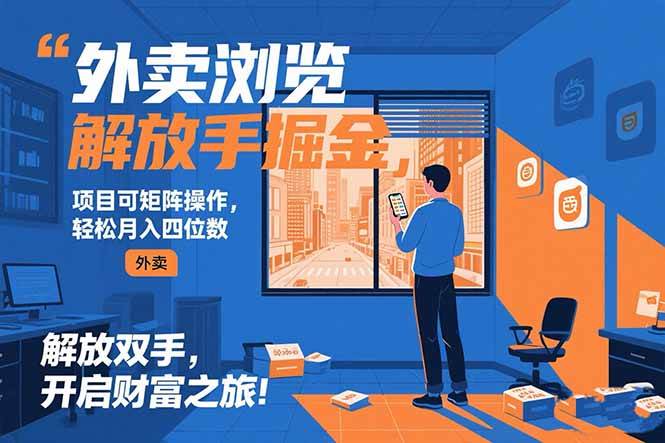 （15440期）外卖浏览掘金项目 可矩阵操作 轻松日入500+-宅客基地