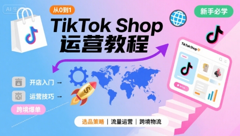 TikTok Shop从0到1运营教程，TikTok跨境电商新手必学课程-宅客基地
